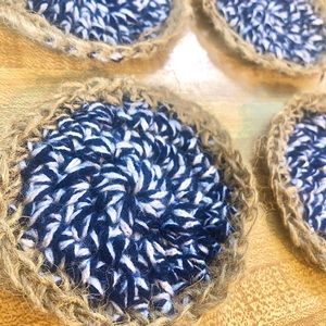 🖤 Handmade Crochet Coaster Set of Four.